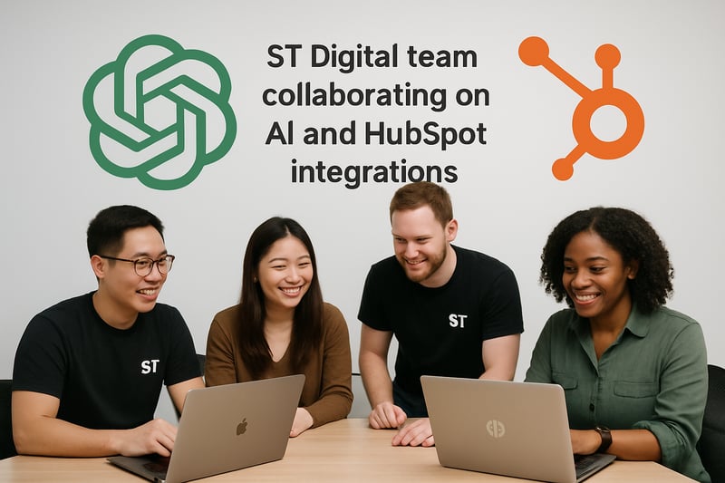 ST Digital team collaborating on AI and HubSpot integrations ST Digital team collaborating on AI and HubSpot integrations
